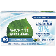Load image into Gallery viewer, Seventh Generation Free &amp; Clear Fabric Softener Sheets
