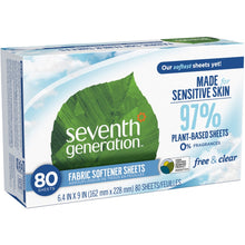 Load image into Gallery viewer, Seventh Generation Free &amp; Clear Fabric Softener Sheets
